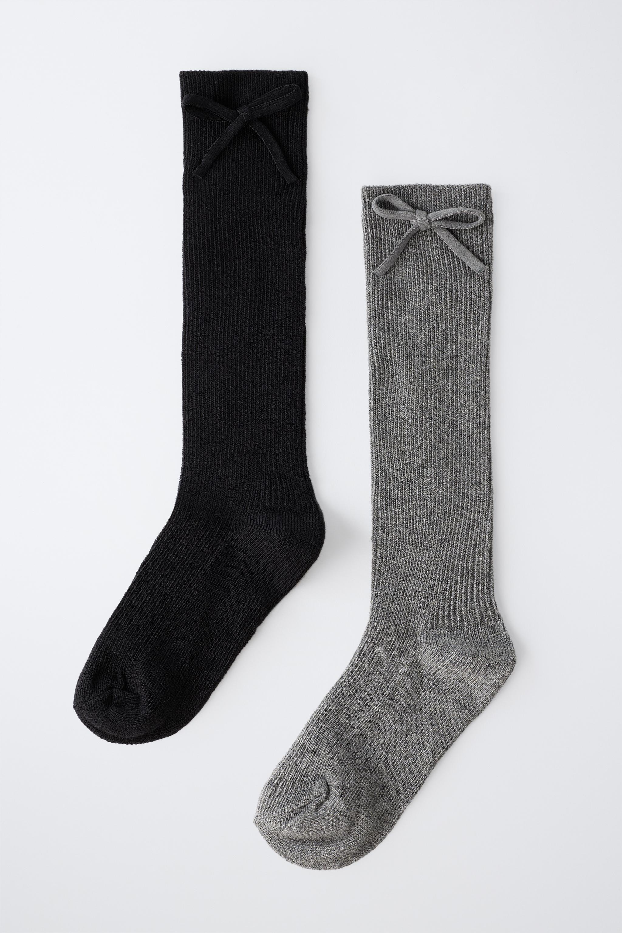 TWO-PACK OF KNEE-HIGH BOW SOCKS